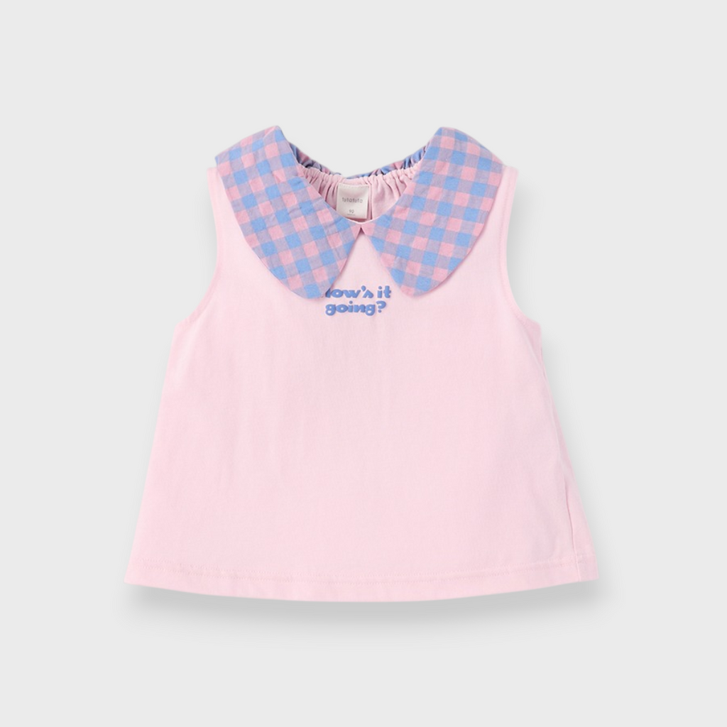 BABY CHECKERED PETER PAN COLLAR TANK TOP (90CM)