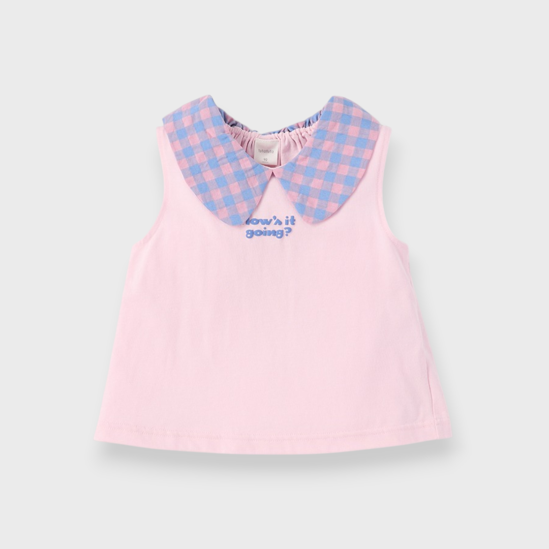 BABY CHECKERED PETER PAN COLLAR TANK TOP (90CM)