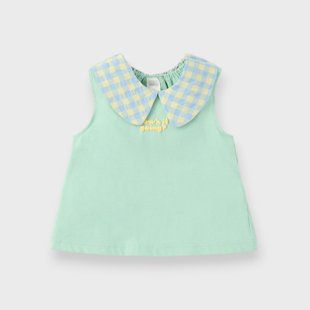 BABY CHECKERED PETER PAN COLLAR TANK TOP (90CM)
