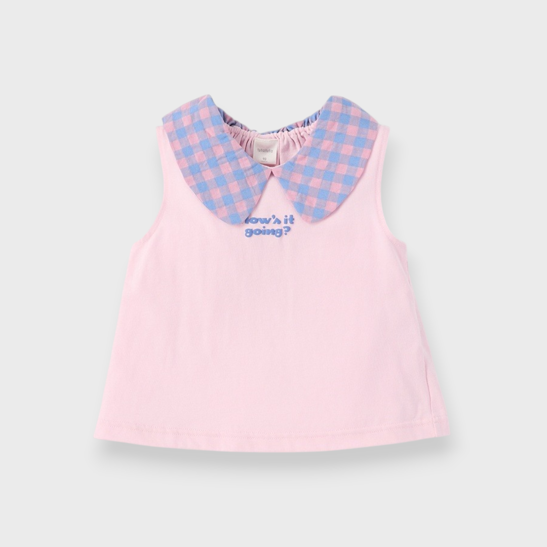 BABY CHECKERED PETER PAN COLLAR TANK TOP (90CM)