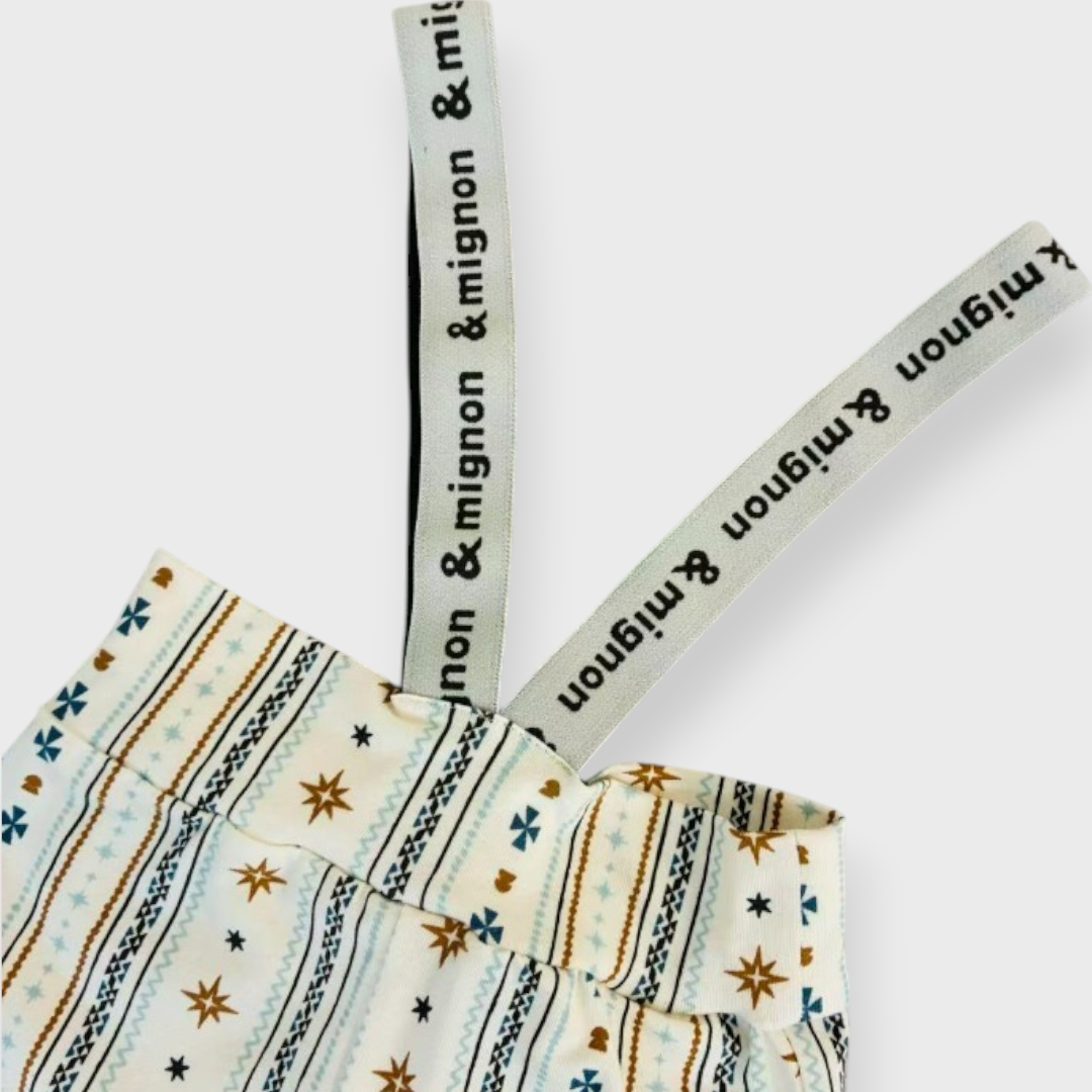 BABY GEOMETRIC PRINT SUSPENDER SHORTS (90CM)