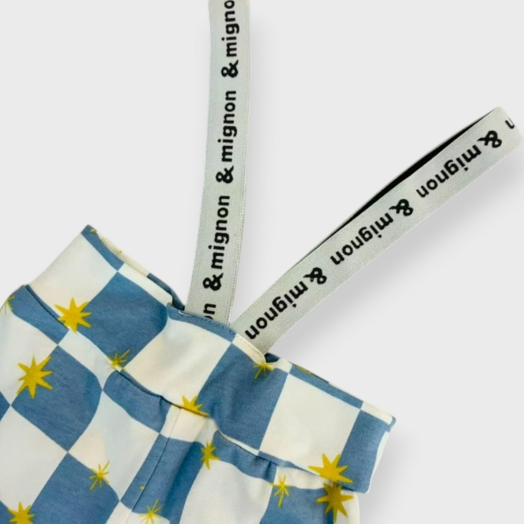 BABY CHECKERBOARD STAR PRINT SUSPENDER SHORTS (90CM)