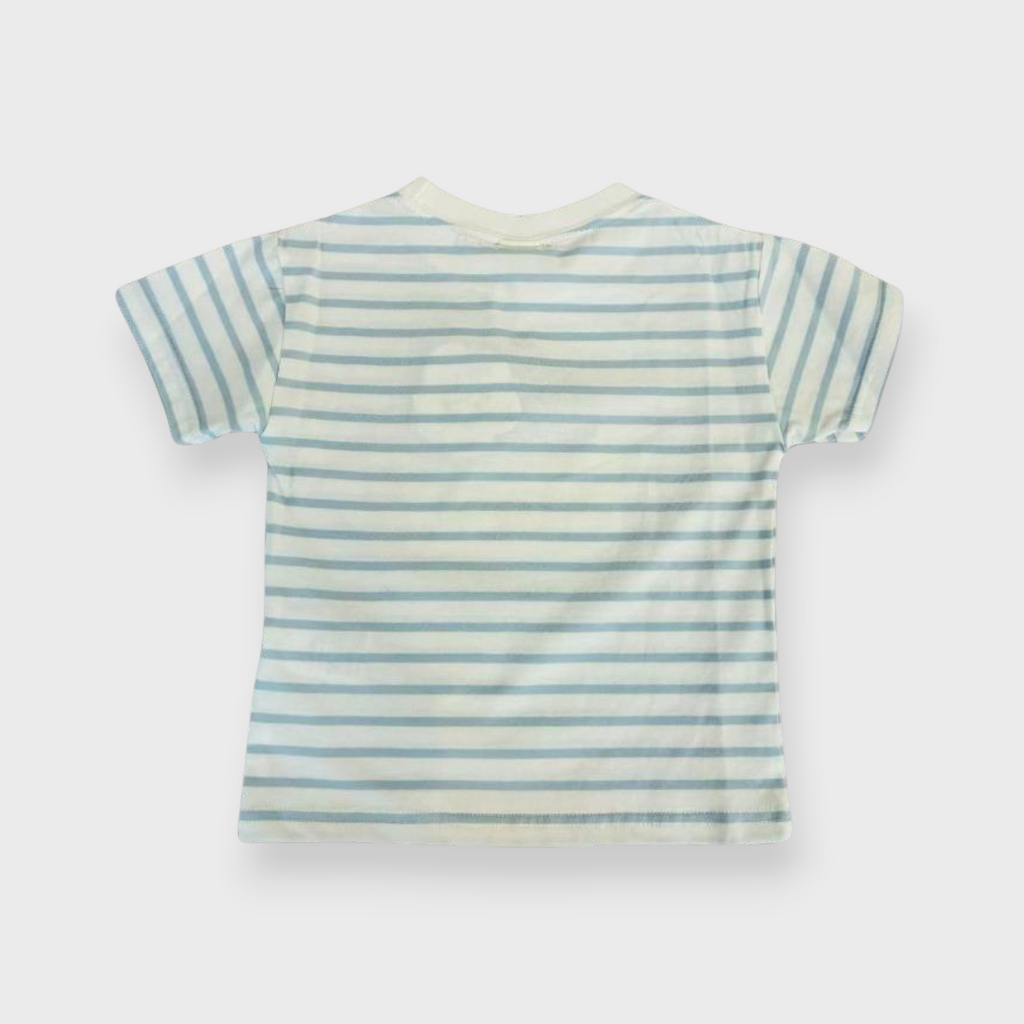 Kids (Size90cm) Shark Chenille-Embroidery Striped Tee