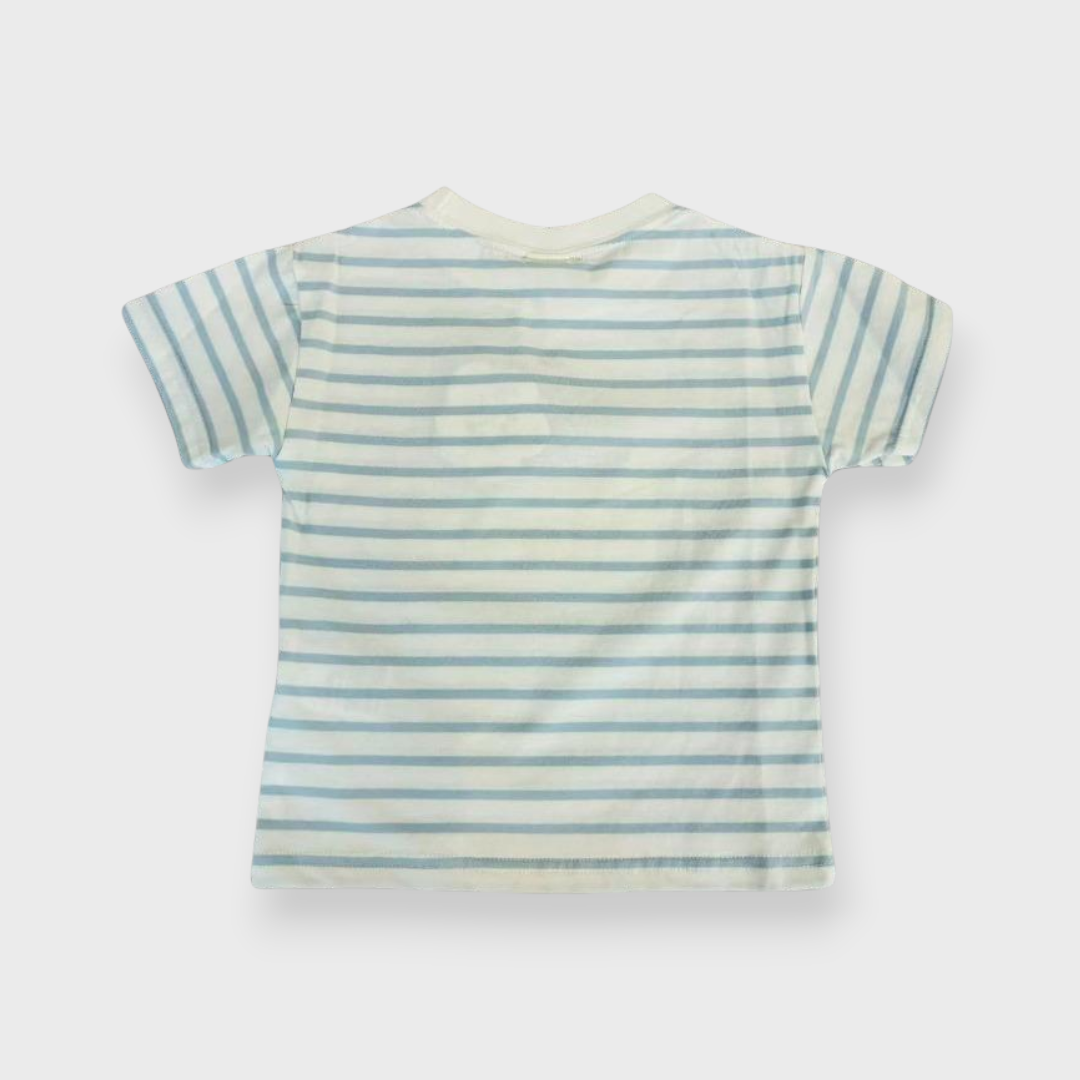 Kids (Size90cm) Shark Chenille-Embroidery Striped Tee