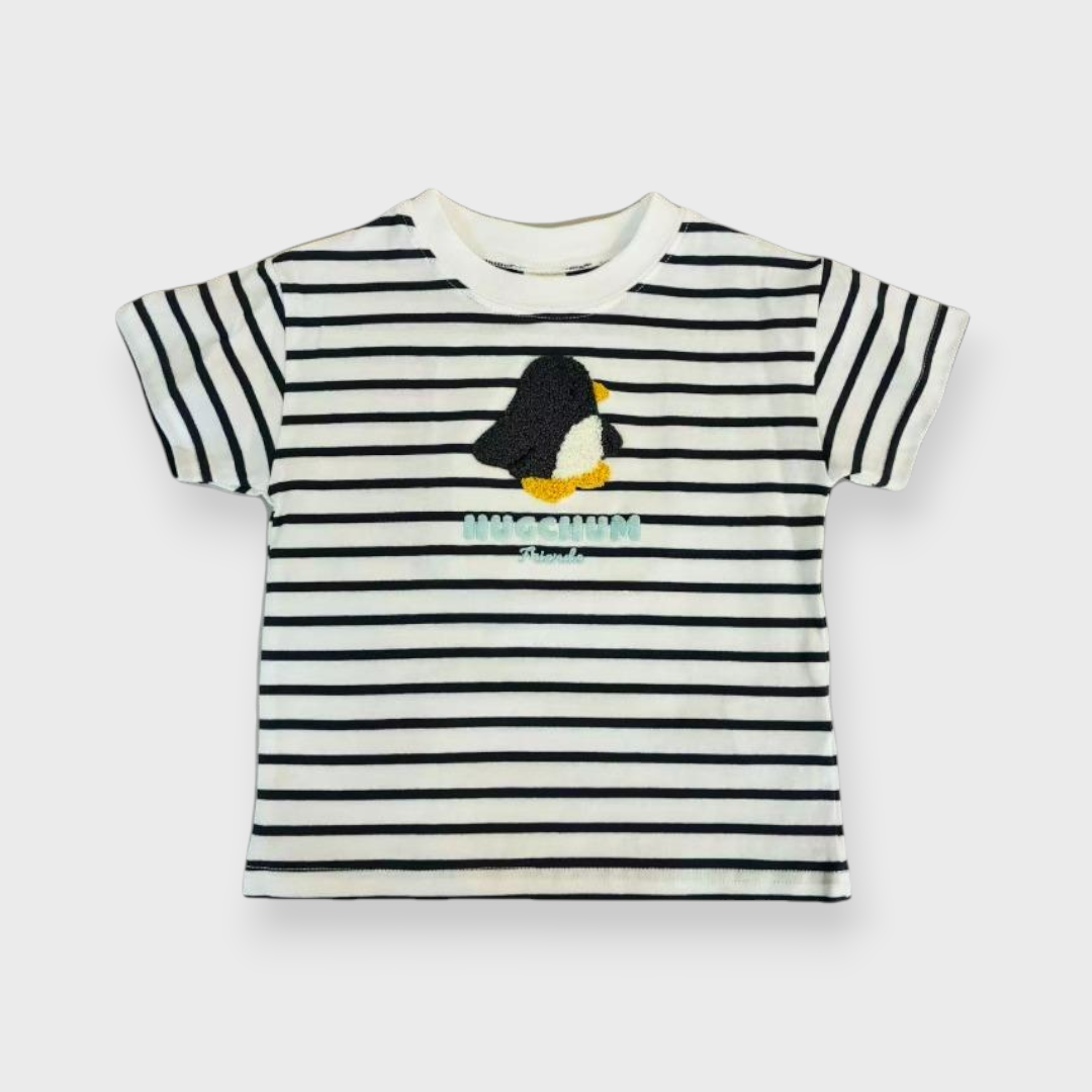 Kids (Size90cm) Penguin Chenille-Embroidery Striped Tee