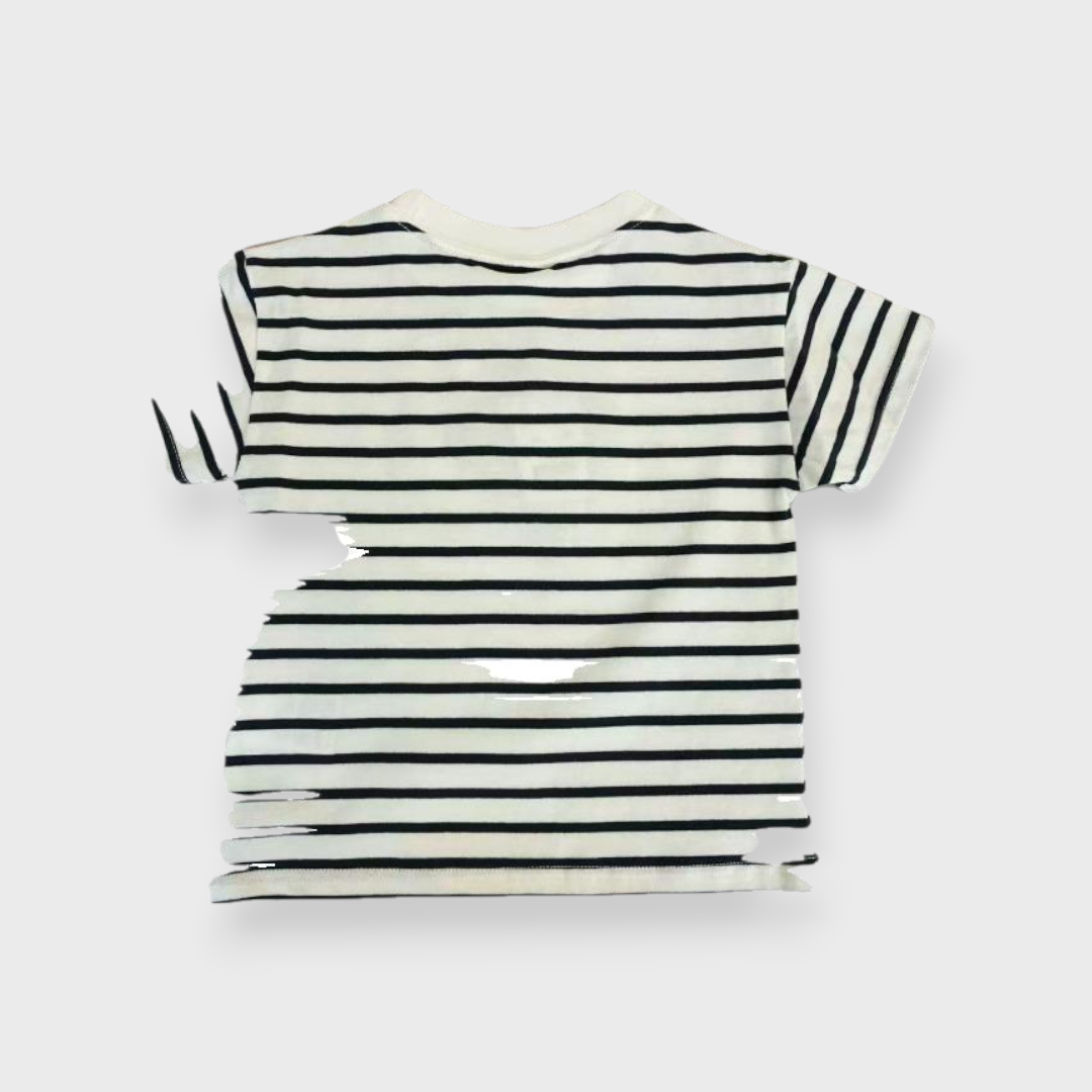 Kids (Size90cm) Penguin Chenille-Embroidery Striped Tee