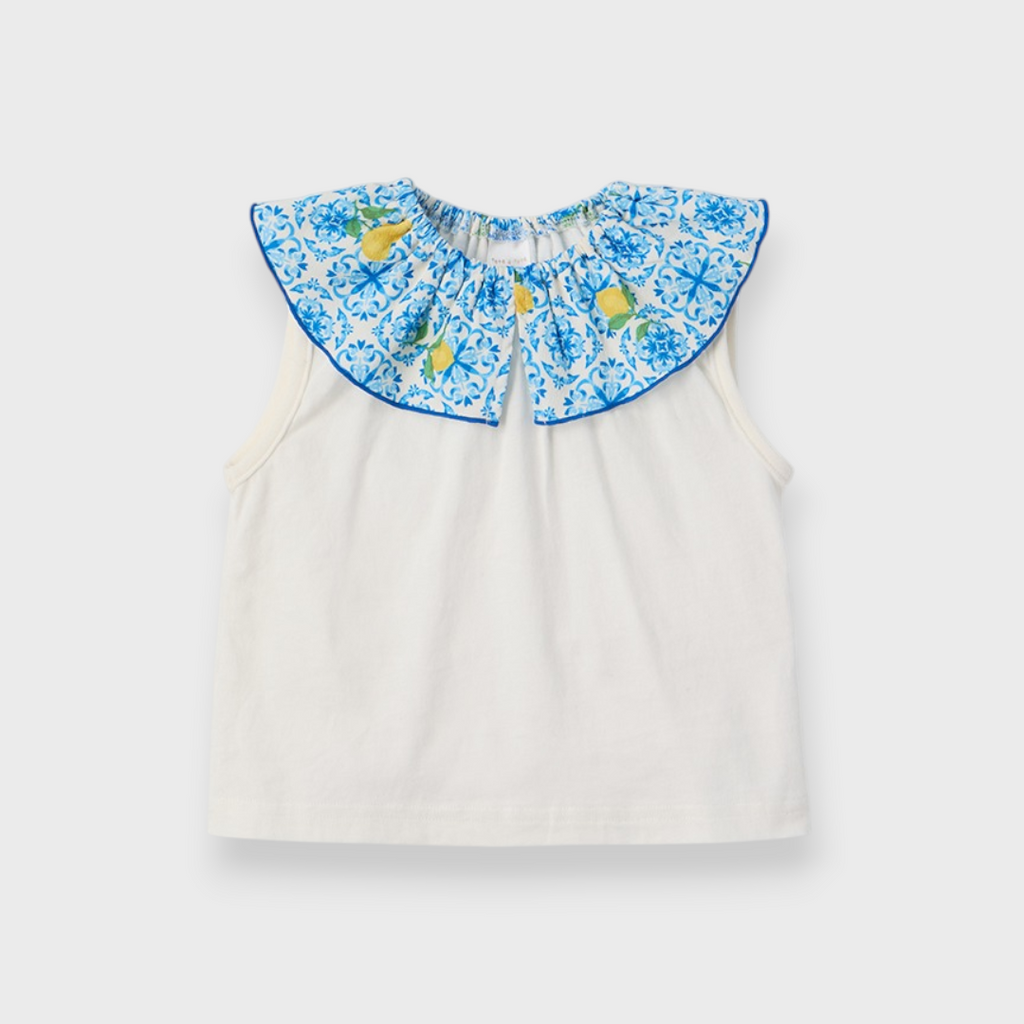 Kids (Size 90cm) Mediterranean Ruffle Collar Tee