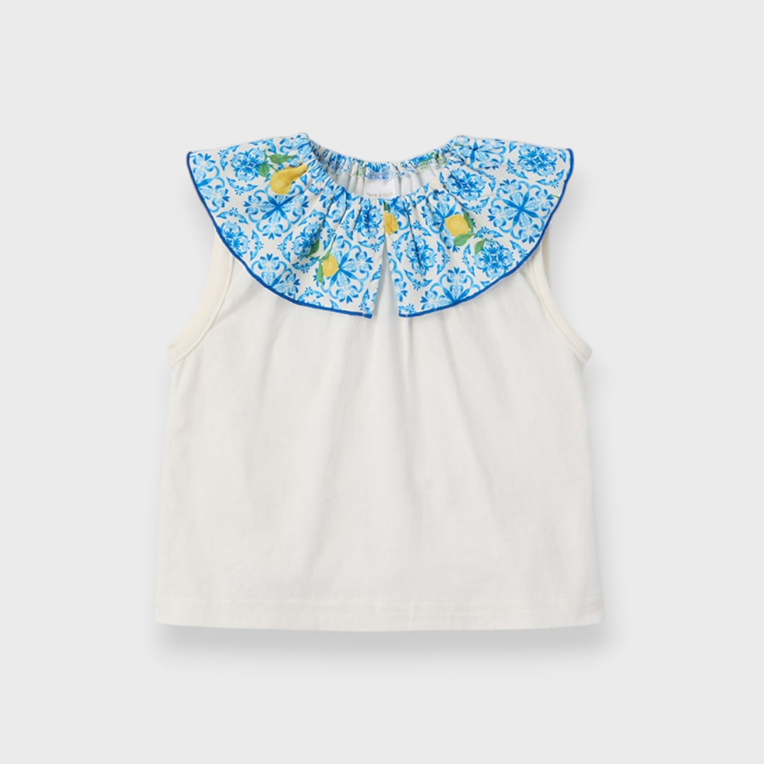 Kids (Size 90cm) Mediterranean Ruffle Collar Tee