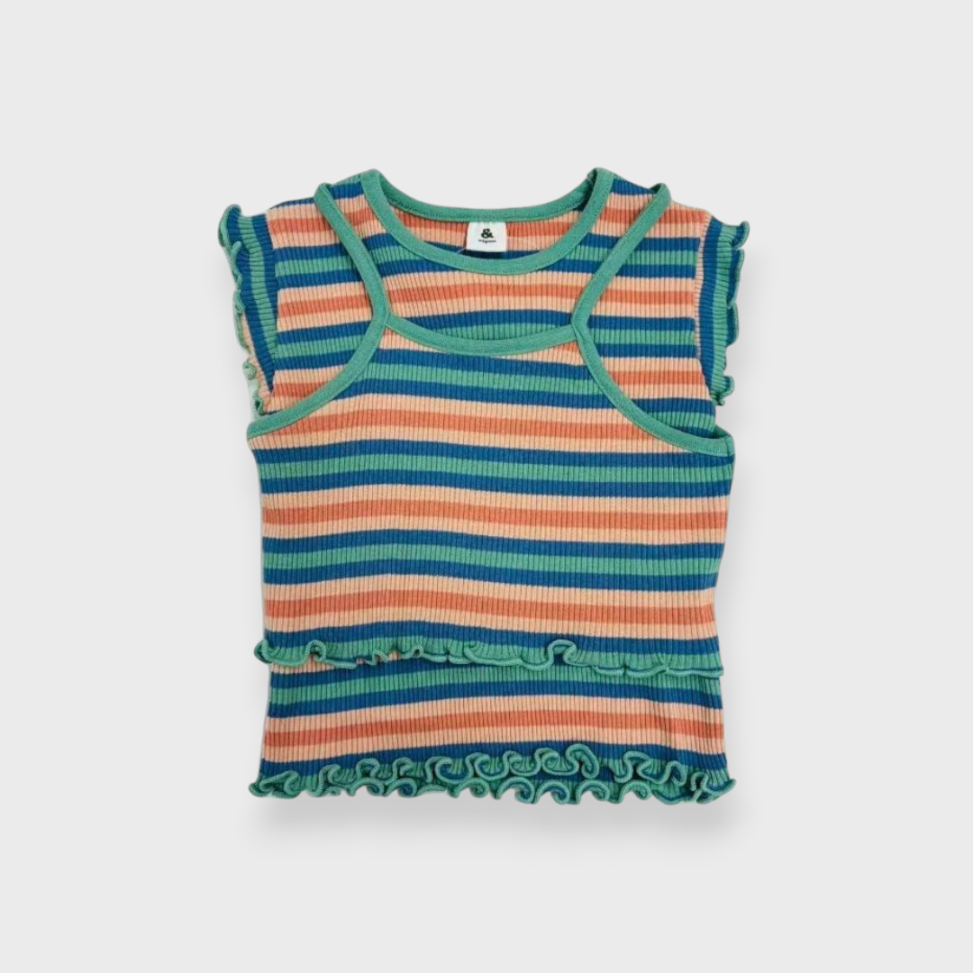 BABY STRIPED T-SHIRT & CAMISOLE SET (90CM)