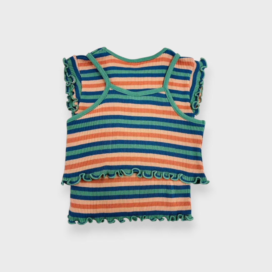 BABY STRIPED T-SHIRT & CAMISOLE SET (90CM)