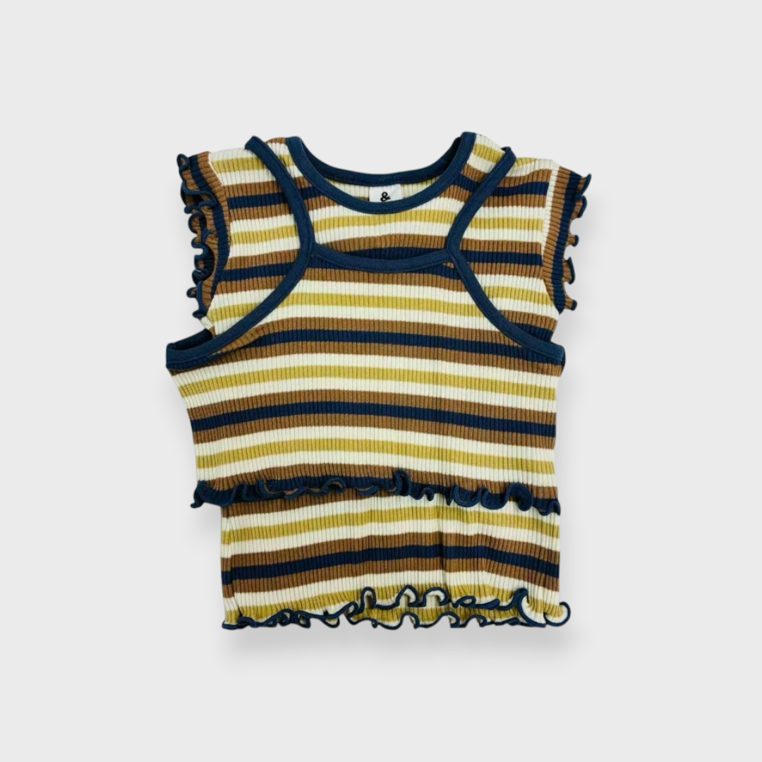 BABY STRIPED T-SHIRT & CAMISOLE SET (90CM)