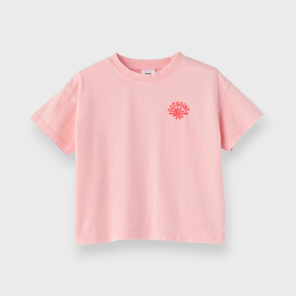 KIDS SHORT-SLEEVE T-SHIRT WITH PUFF CHEST PRINT AND DISTRESSED BACK PRINT (100–120 CM)