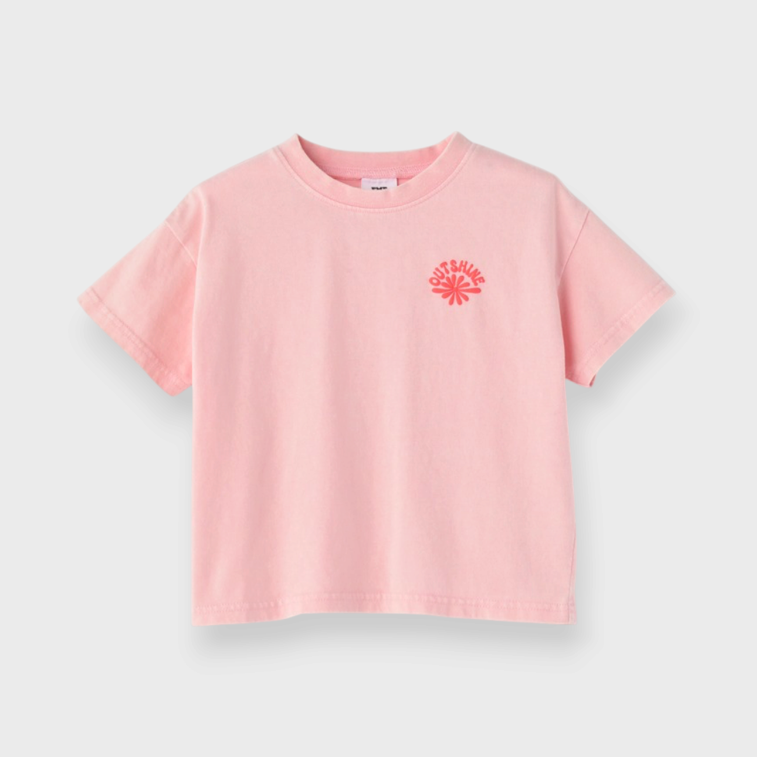 KIDS SHORT-SLEEVE T-SHIRT WITH PUFF CHEST PRINT AND DISTRESSED BACK PRINT (100–120 CM)