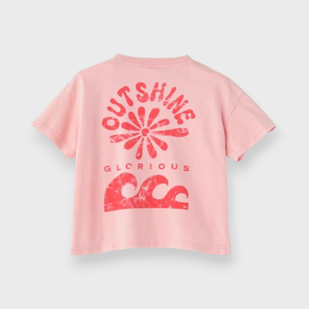 KIDS SHORT-SLEEVE T-SHIRT WITH PUFF CHEST PRINT AND DISTRESSED BACK PRINT (100–120 CM)