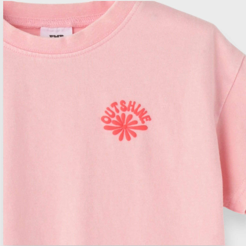 KIDS SHORT-SLEEVE T-SHIRT WITH PUFF CHEST PRINT AND DISTRESSED BACK PRINT (100–120 CM)