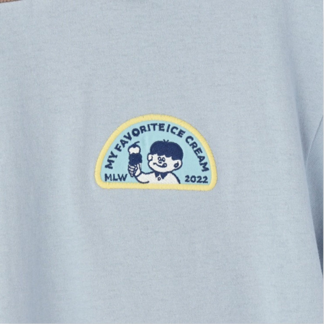 CHEST PATCH CONTRAST-COLLAR T-SHIRT (90CM）