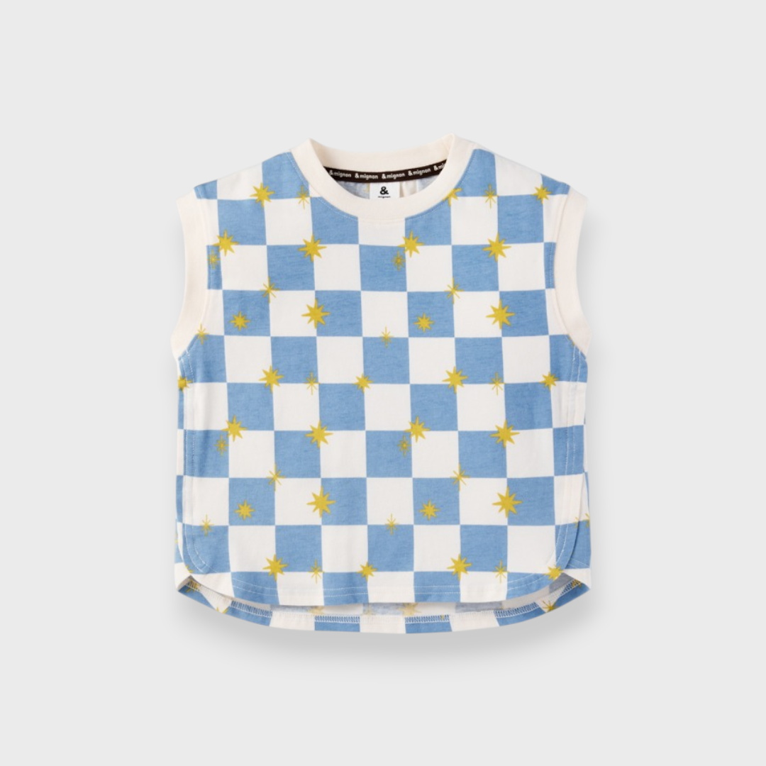 KIDS CHECKERED STAR T-SHIRT (100–120CM)