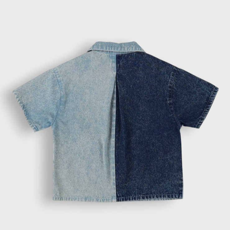 COLOR-BLOCK PATCHWORK GRAPHIC SHIRT (100-120CM)