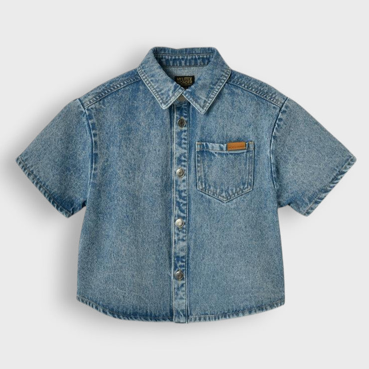 DENIM SHIRT WITH LOGO TICKET (100-120CM)