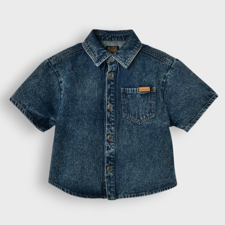 DENIM SHIRT WITH LOGO TICKET (100-120CM)