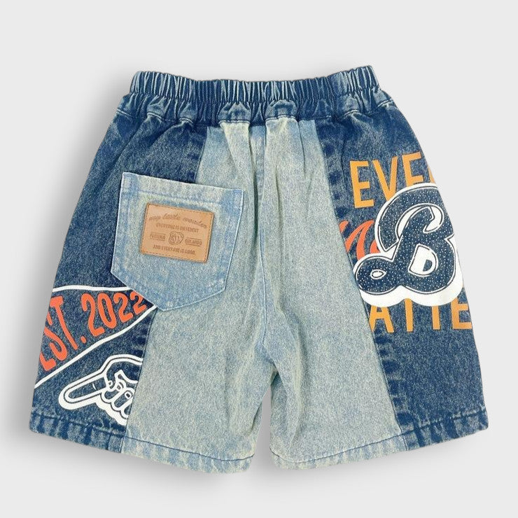 COLOR-BLOCK GRAPHIC HALF PANTS (100-120CM)