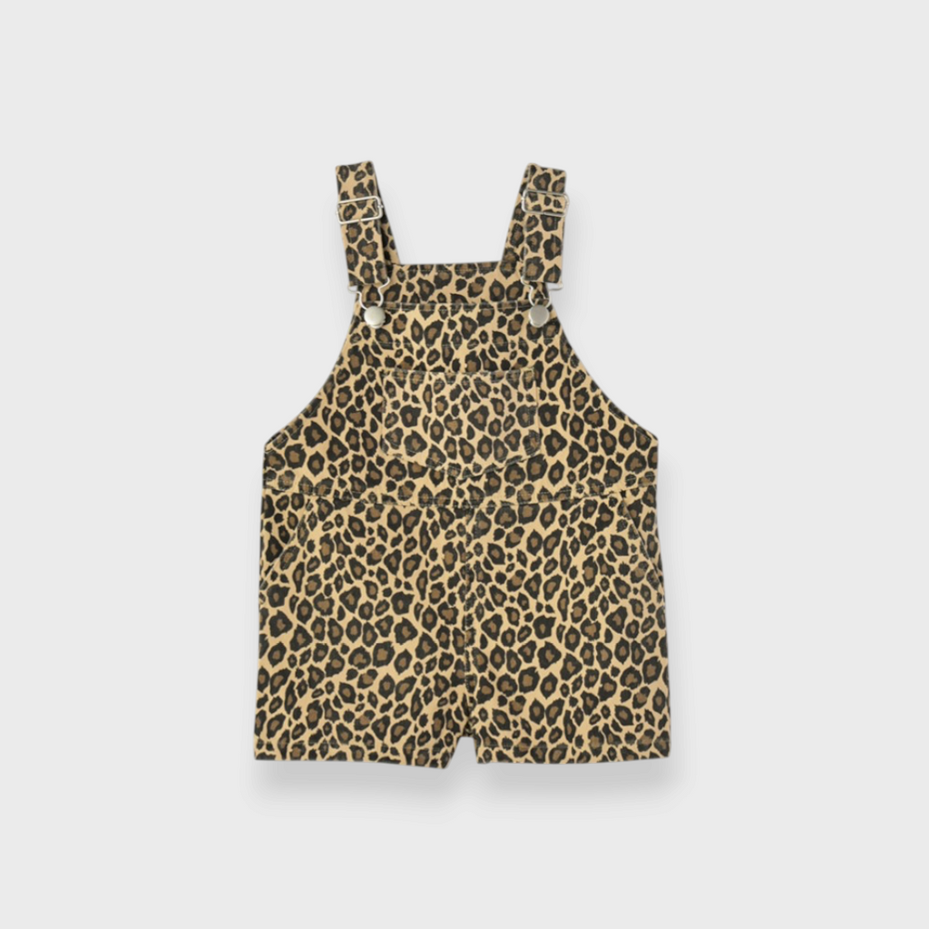 KIDS LEOPARD-PRINT SHORT OVERALLS (100–120 CM)