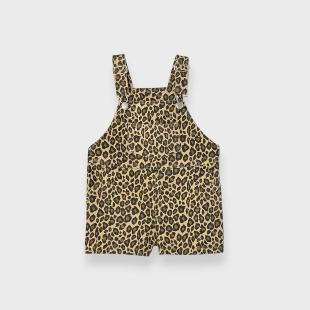 KIDS LEOPARD-PRINT SHORT OVERALLS (100–120 CM)