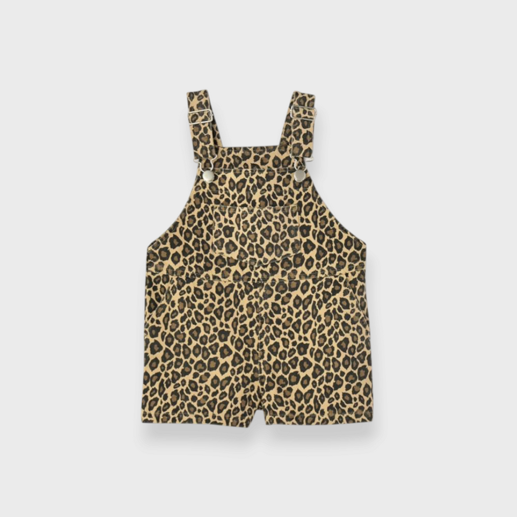 KIDS LEOPARD-PRINT SHORT OVERALLS (100–120 CM)