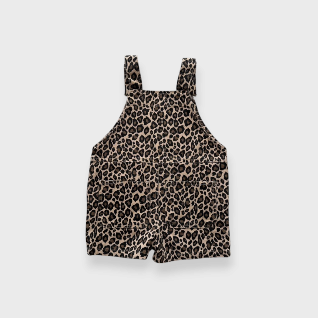 KIDS LEOPARD-PRINT SHORT OVERALLS (100–120 CM)