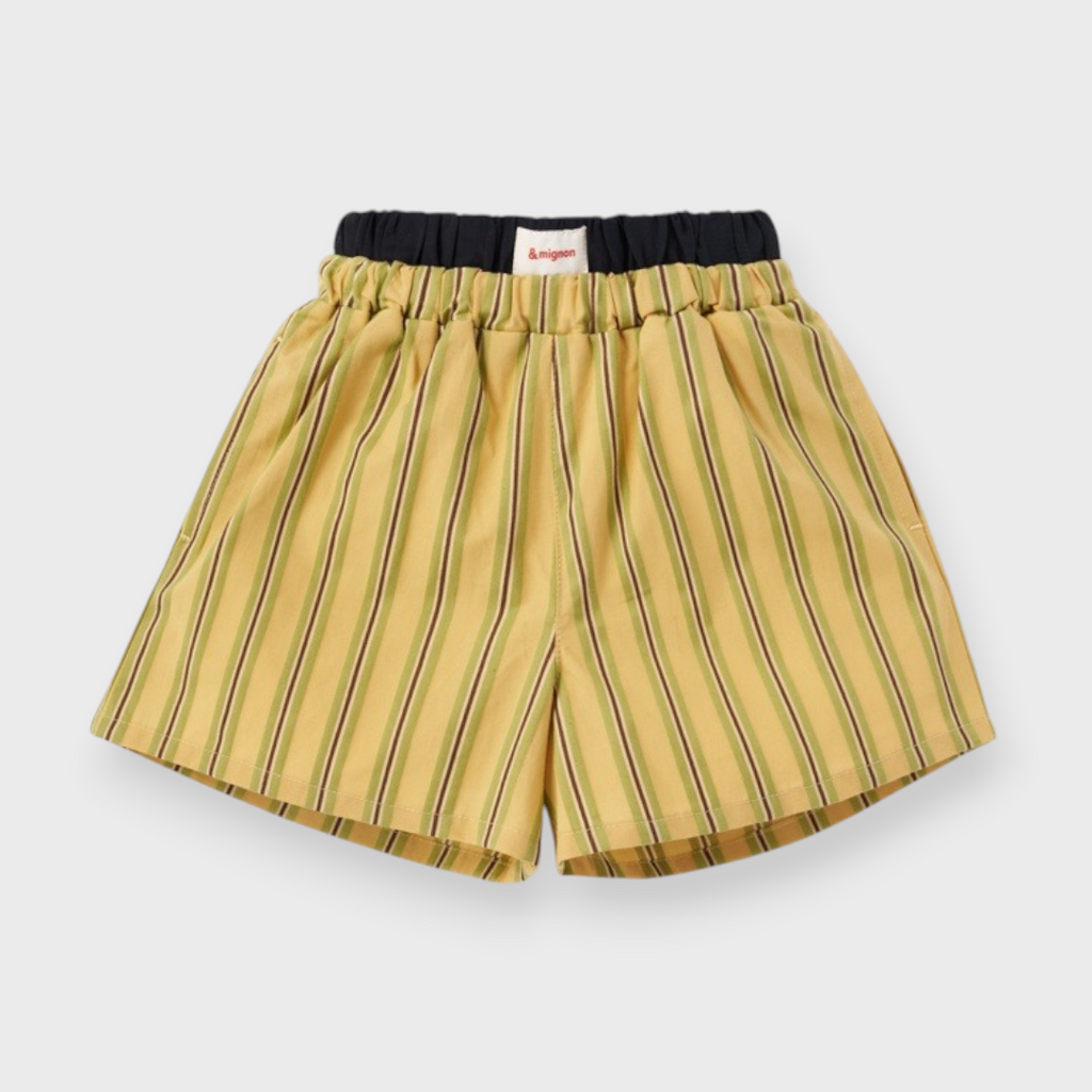 KIDS YELLOW STRIPED SHORTS (100–120CM)