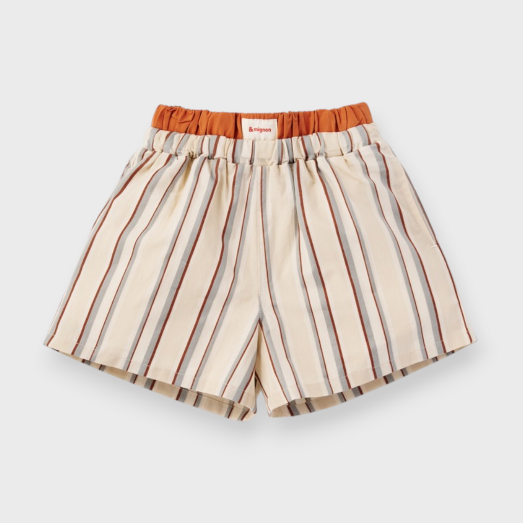 KIDS CONTRAST WAIST STRIPED SHORTS (100–120CM)