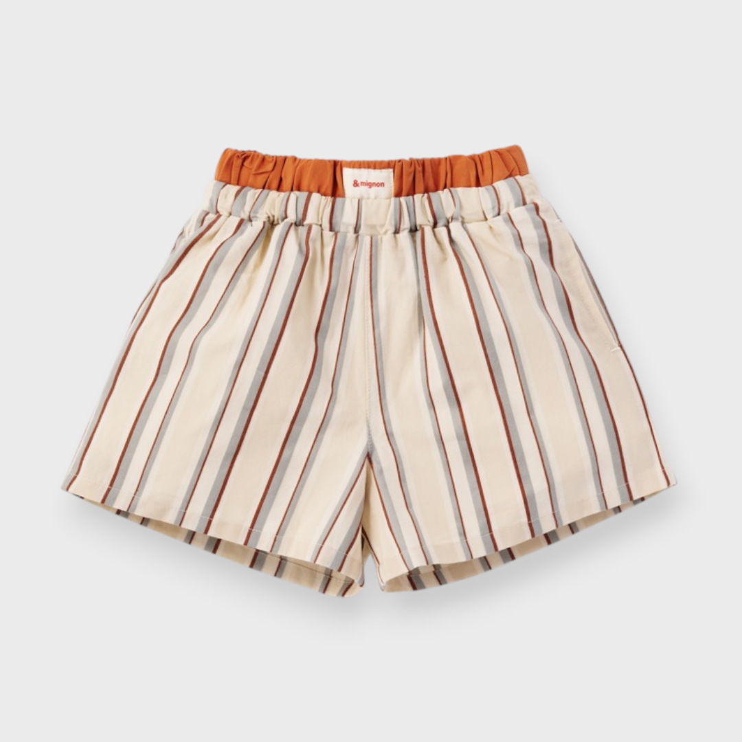 KIDS CONTRAST WAIST STRIPED SHORTS (100–120CM)