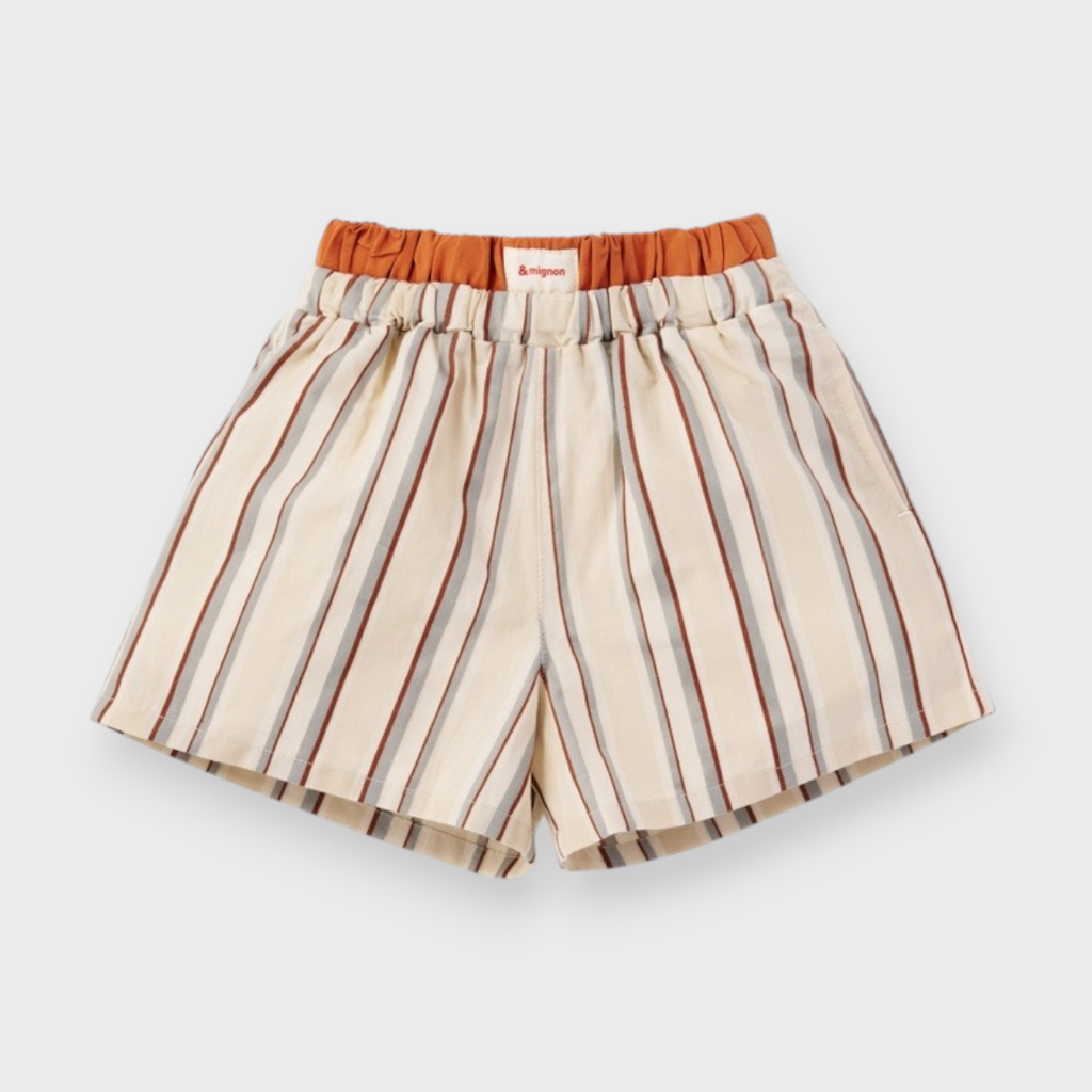 KIDS CONTRAST WAIST STRIPED SHORTS (100–120CM)