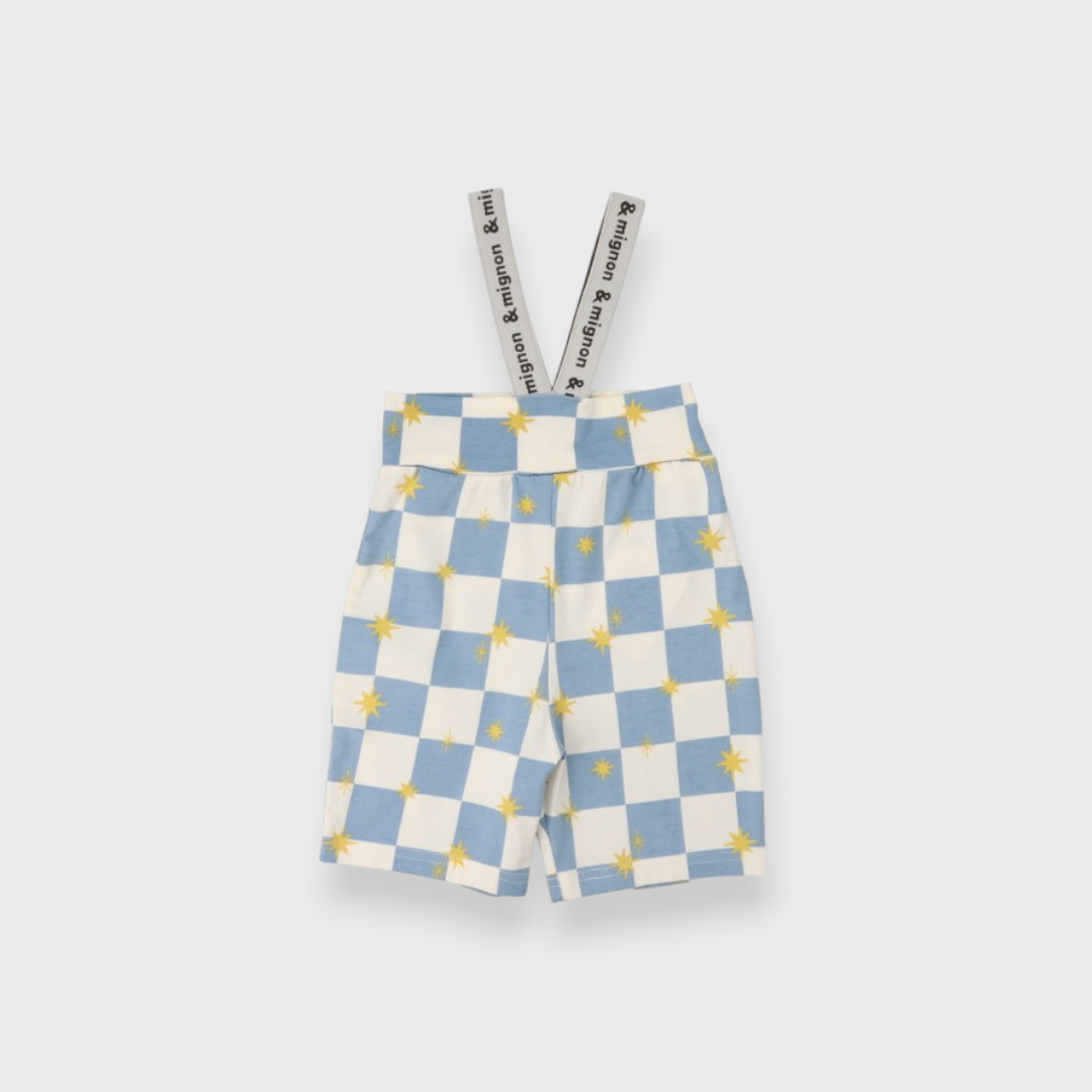 KIDS SUSPENDER CHECKERED STAR PANTS (100–120CM)