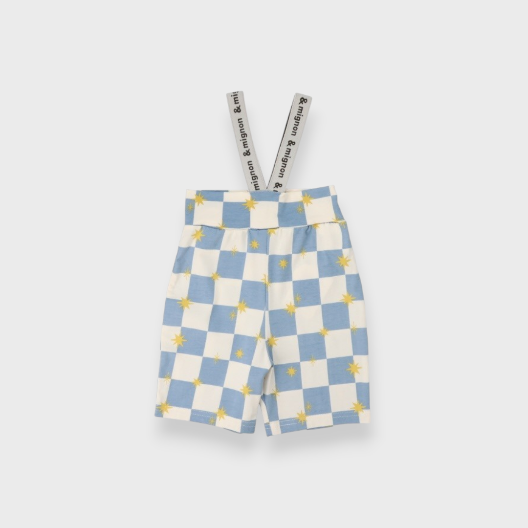 KIDS SUSPENDER CHECKERED STAR PANTS (100–120CM)