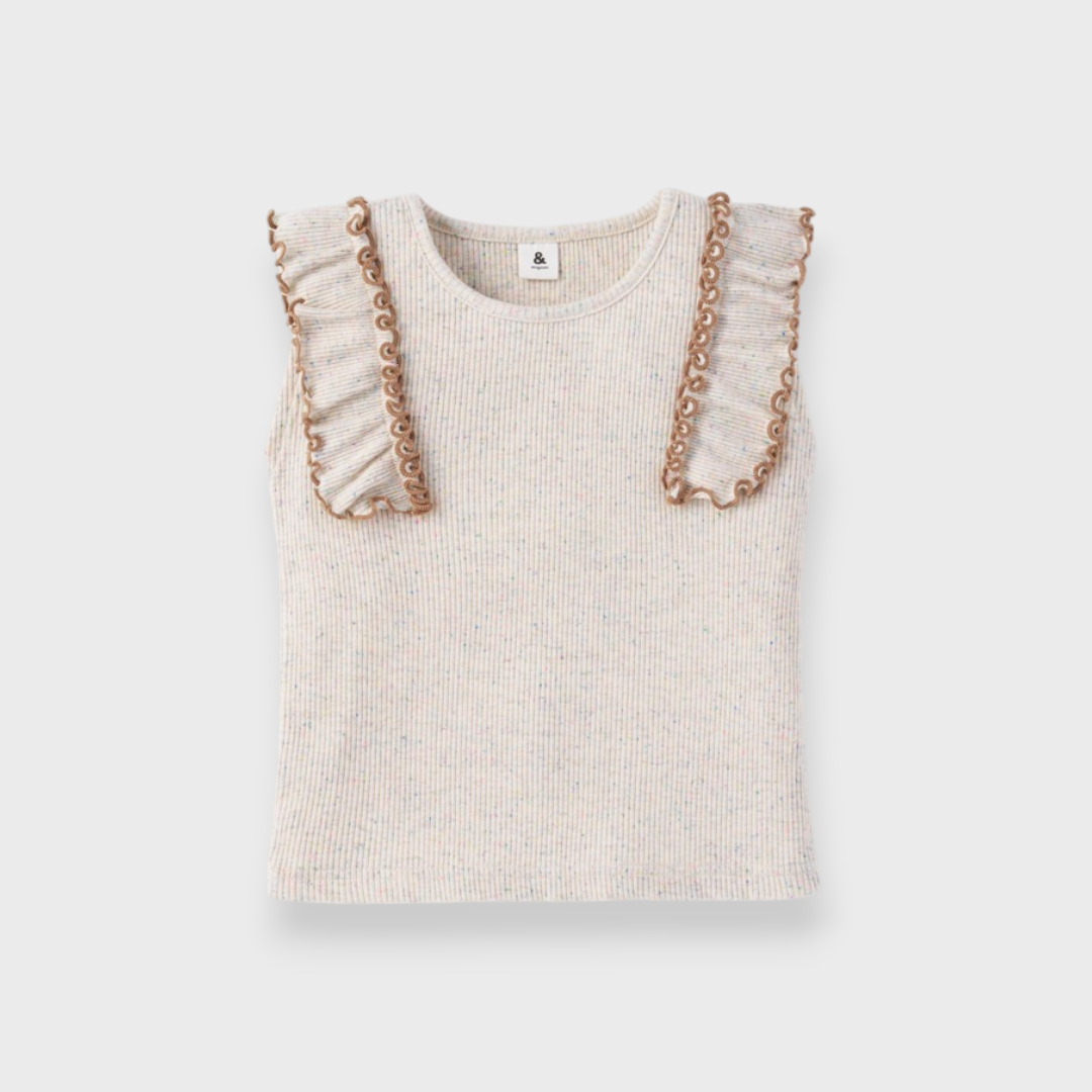 KIDS RUFFLE NEP RIB T-SHIRT (100–120CM)