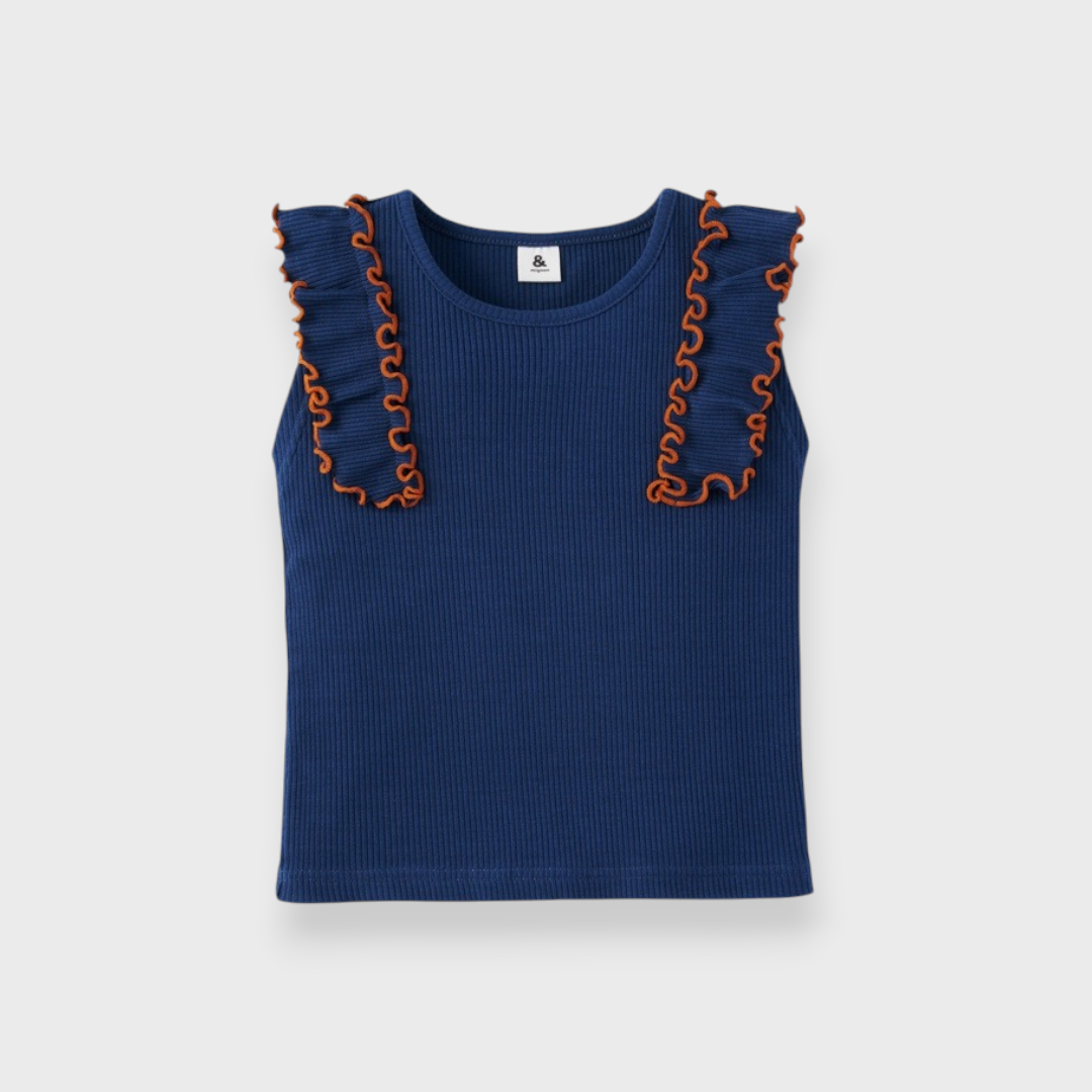 KIDS RUFFLE NEP RIB T-SHIRT (100–120CM)