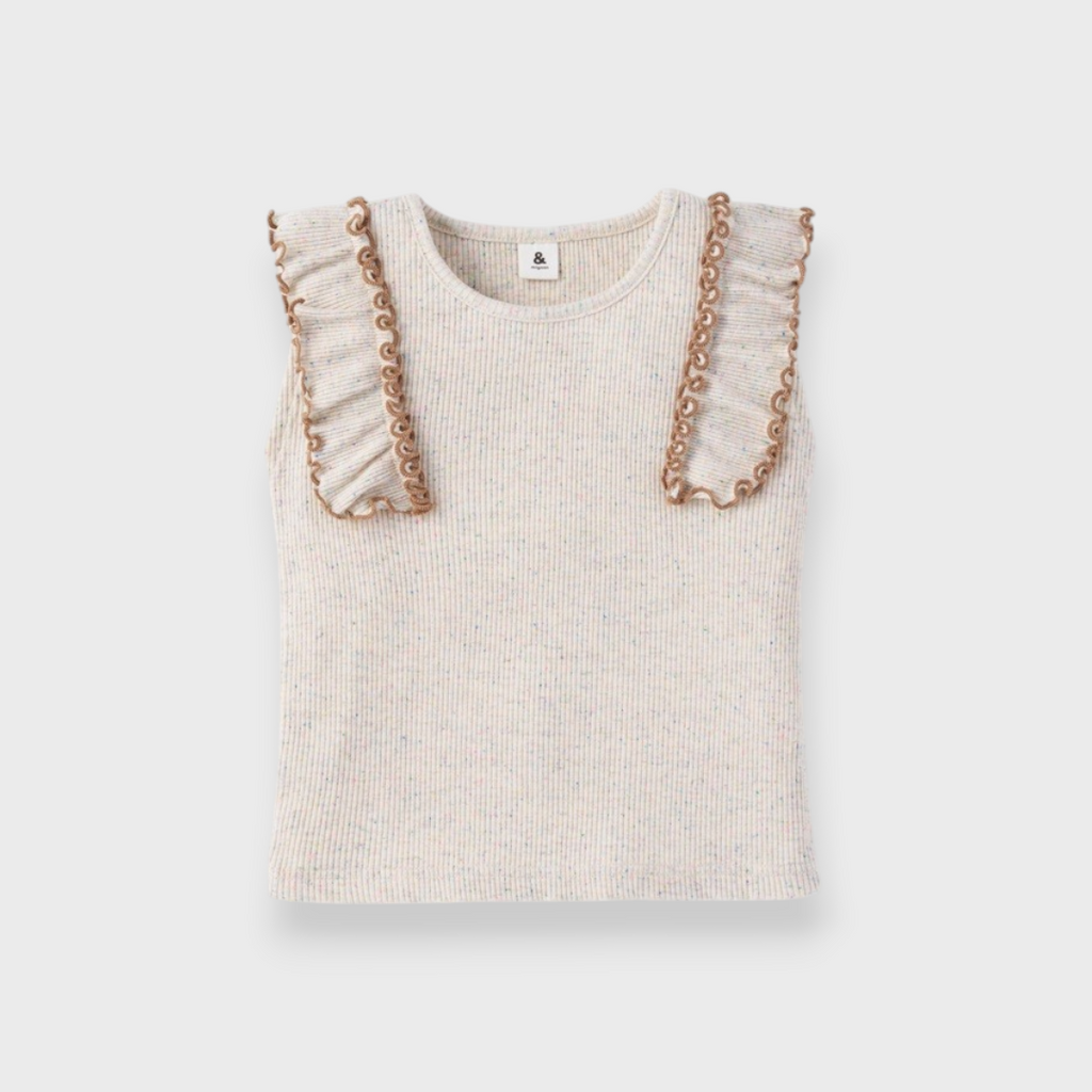 KIDS RUFFLE NEP RIB T-SHIRT (100–120CM)