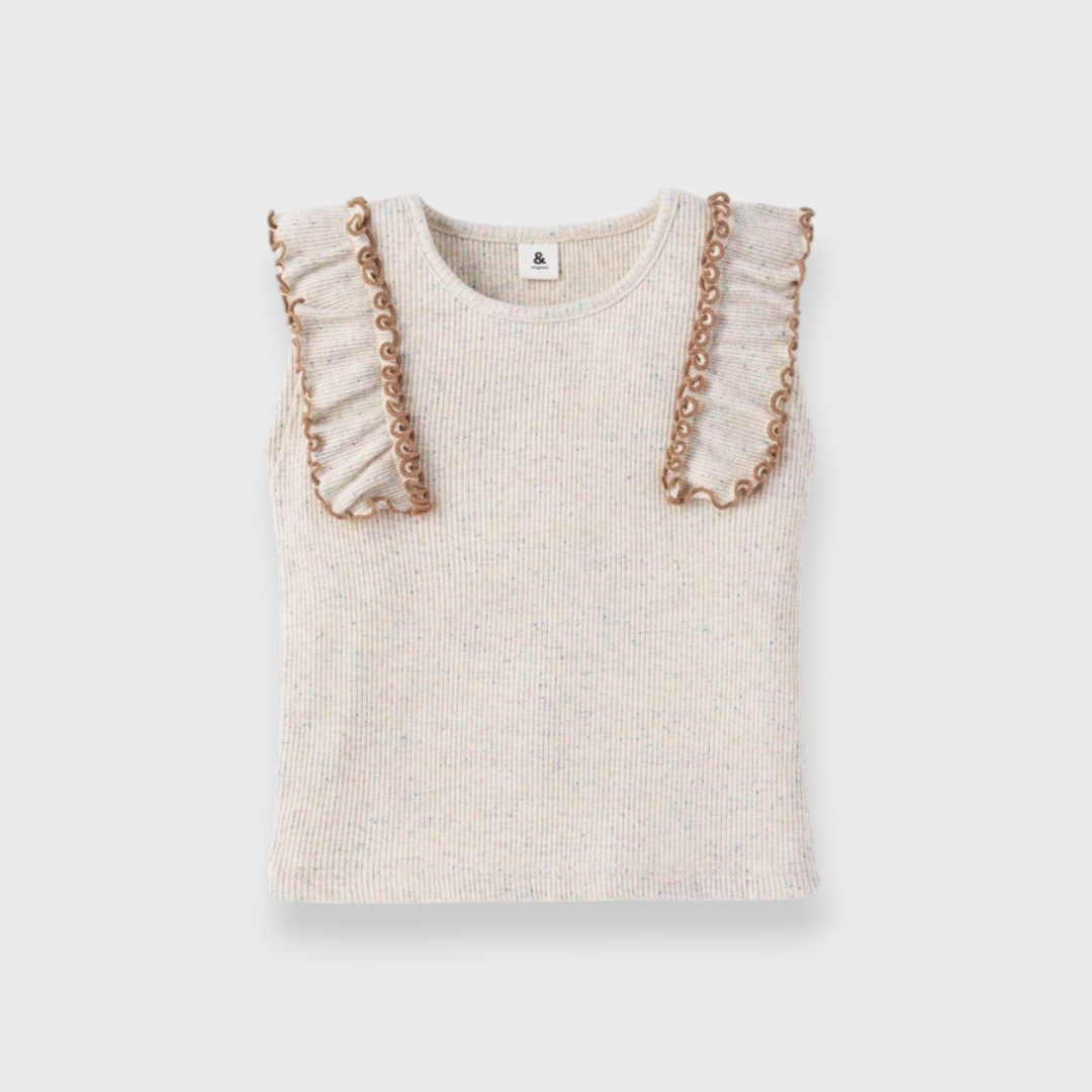 KIDS RUFFLE NEP RIB T-SHIRT (100–120CM)