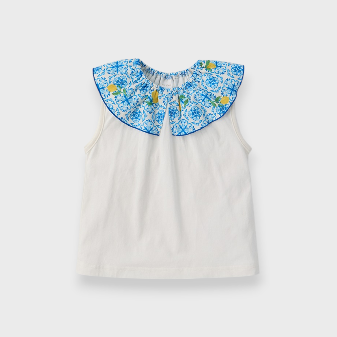 Kids (Size 100–120cm) Mediterranean Ruffle Collar Tee