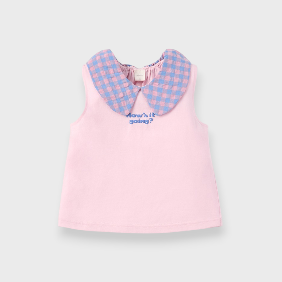 KIDS GINGHAM COLLAR TANK TOP (100–120CM)