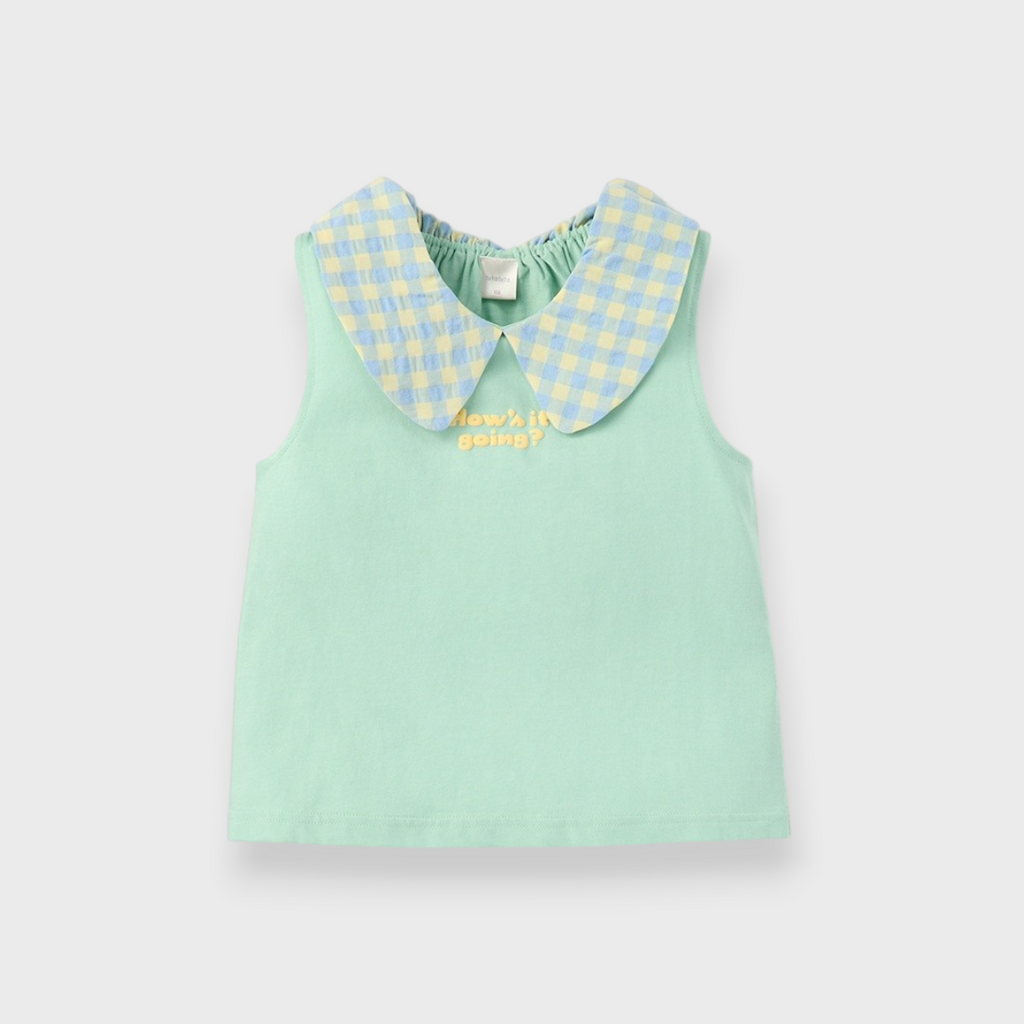 KIDS GINGHAM COLLAR TANK TOP (100–120CM)