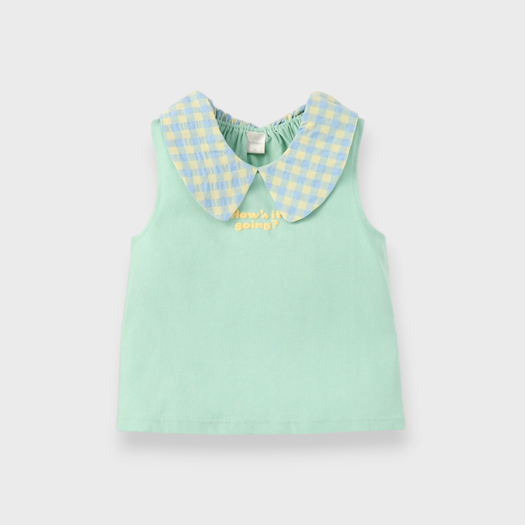 KIDS GINGHAM COLLAR TANK TOP (100–120CM)