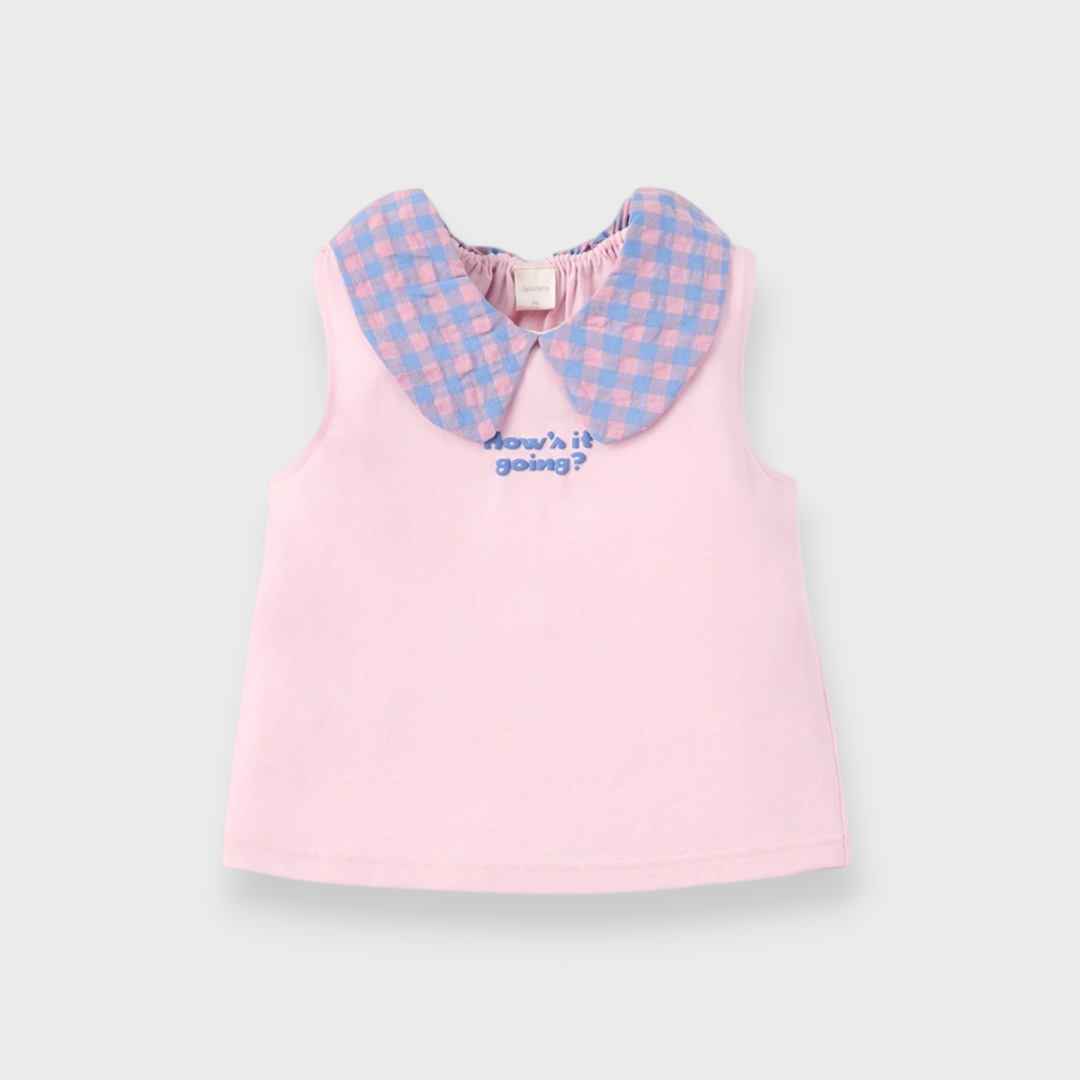 KIDS GINGHAM COLLAR TANK TOP (100–120CM)