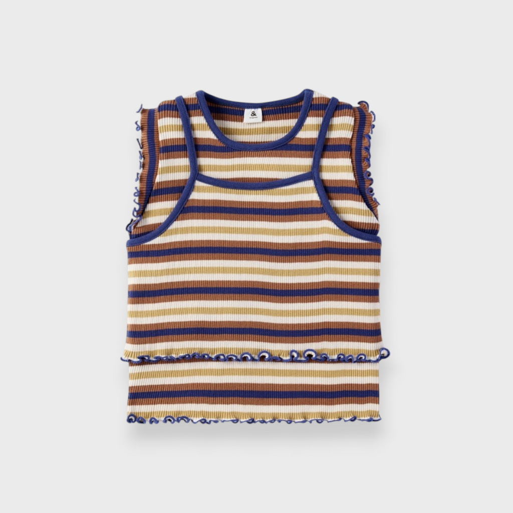 KIDS STRIPED T-SHIRT & CAMISOLE SET (100–120CM)