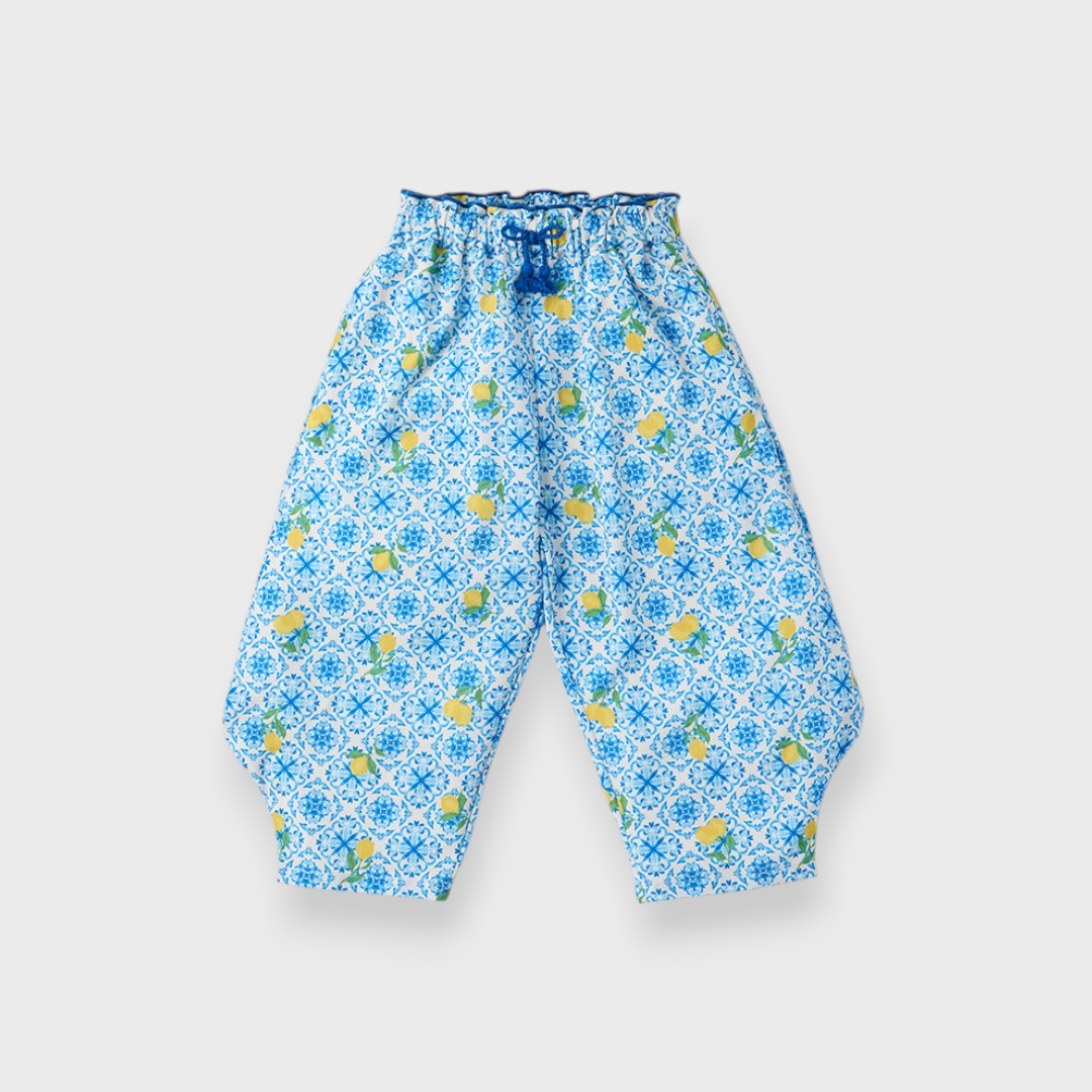 Kids (Size 100–120cm) Mediterranean Tile Balloon Pants