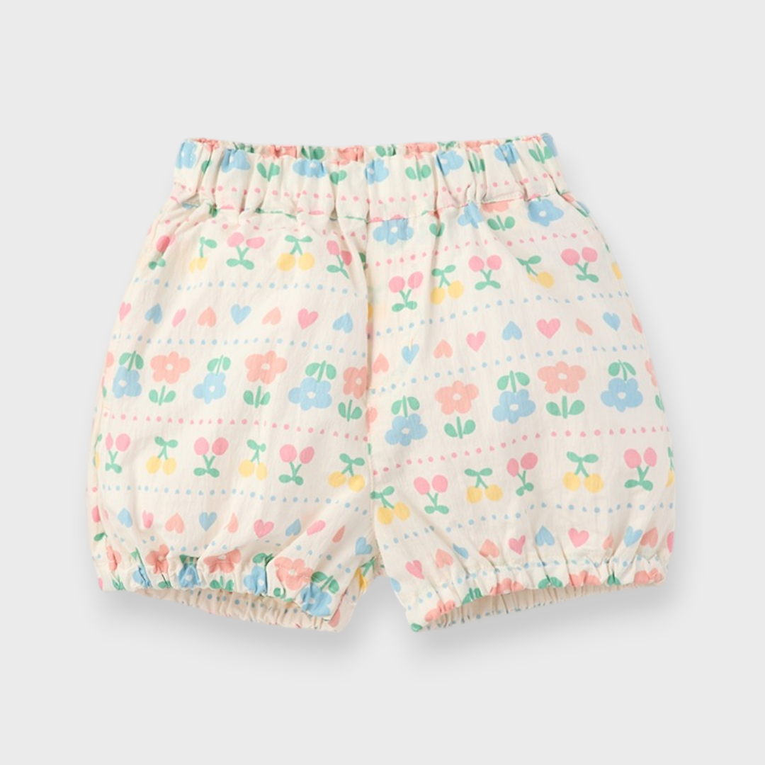 KIDS RETRO FLORAL PRINT BLOOMER SHORTS (100–120CM)