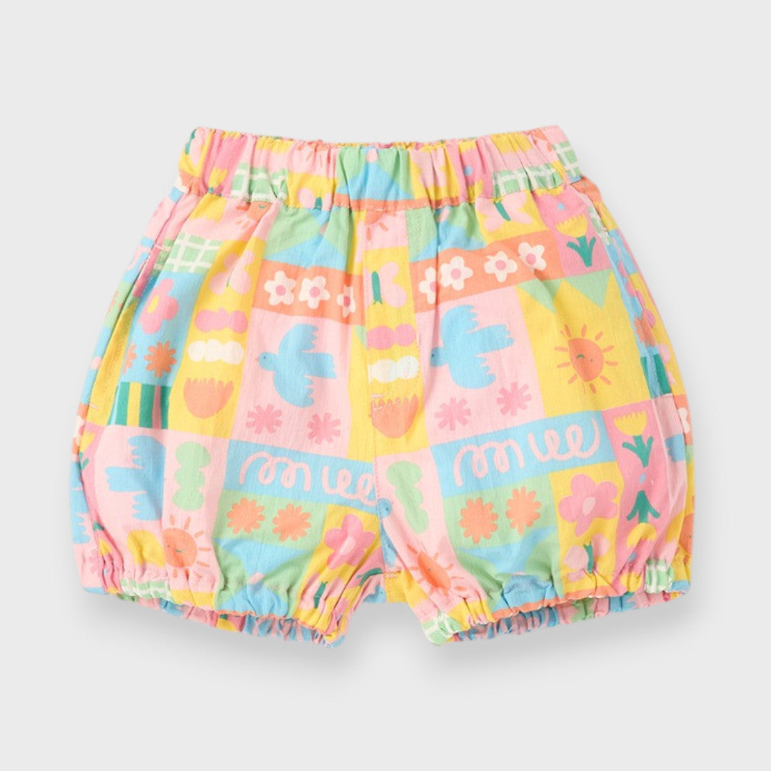 KIDS COLORFUL NATURE PRINT BLOOMER SHORTS (100–120CM)