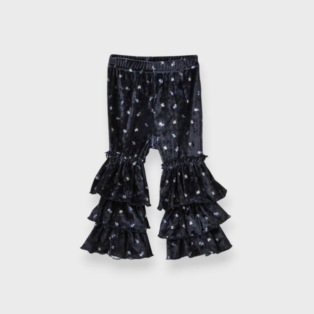 KIDS &MIGNON FLORAL PRINT TRIPLE-TIER RUFFLE FLARED PANTS (100CM)