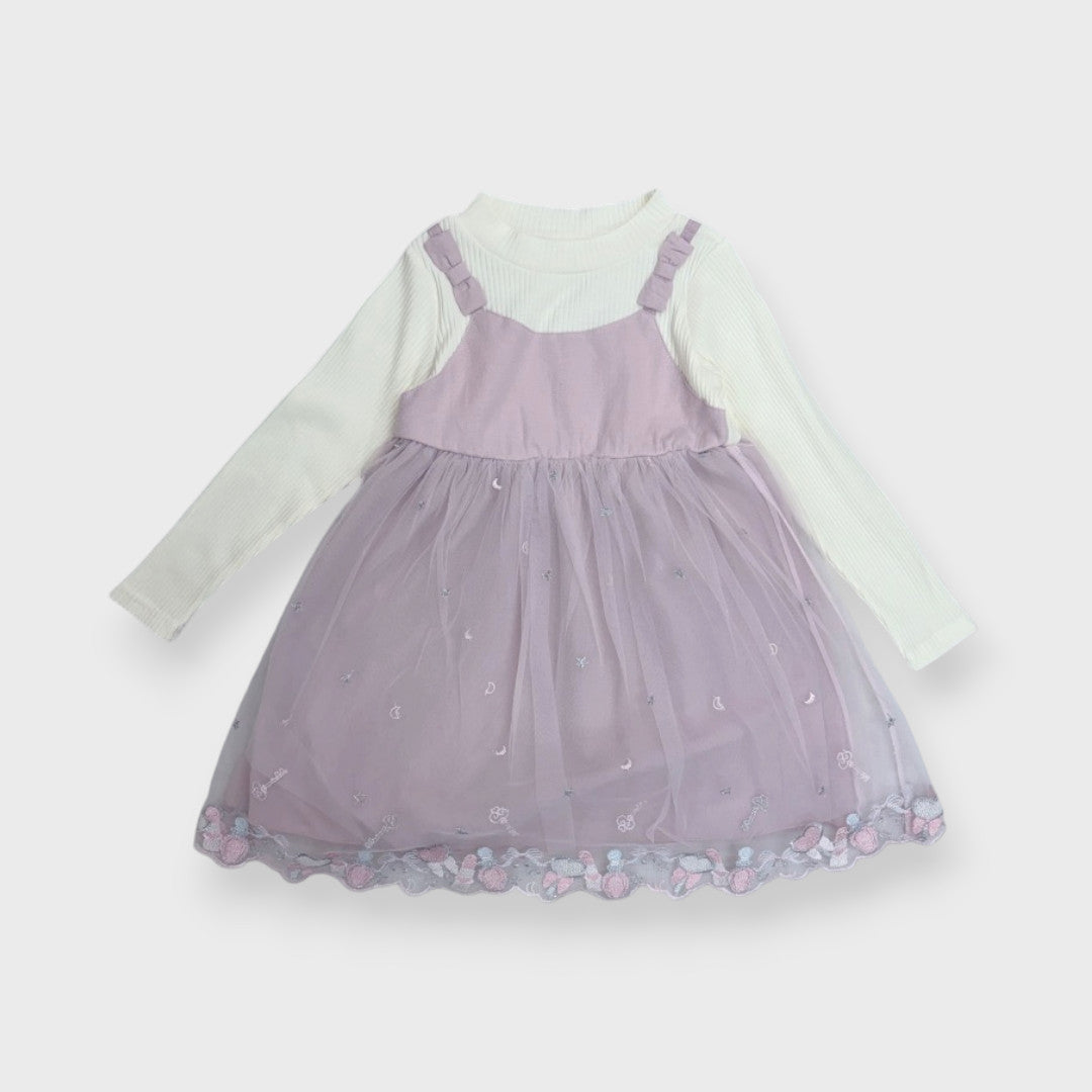 KIDS COSMETIC EMBROIDERED TULLE DRESS (100-120CM)